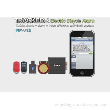RF-V12 GPS Realtime Tracker & Electric Bicycle Alarm Lock Vehicle and GSM Tracker Host 2 In1